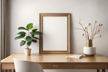 Mockup poster frame close up, 3d render,interior of a room