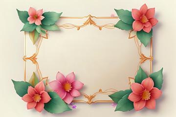 frame of vintage watercolor flowers with space for text
