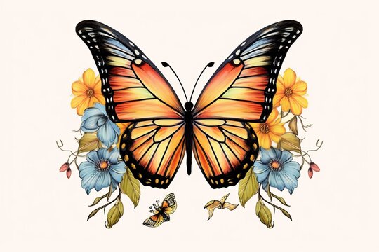 Image of colorful butterfly. Beautiful illustration picture. Generative AI