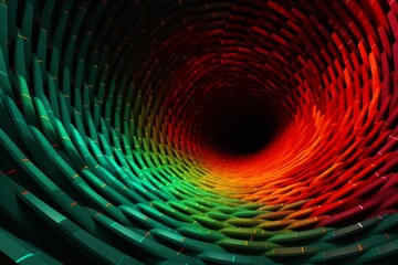Spiral vortex with red and green colors. Beautiful illustration picture. Generative AI
