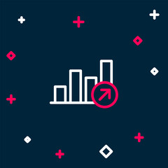 Line Financial growth increase icon isolated on blue background. Increasing revenue. Colorful outline concept. Vector