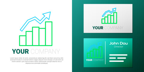 Line Financial growth increase icon isolated on white background. Increasing revenue. Colorful outline concept. Vector
