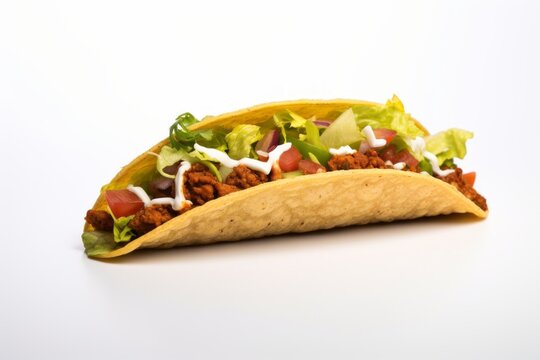Taco with a white background. Beautiful illustration picture. Generative AI