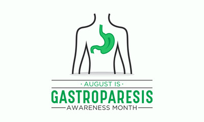 Gastroparesis awareness month is observed every year in august. August is gastroparesis awareness month. Vector template for banner, greeting card, poster with background. Vector illustration.