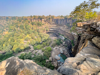Fototapeta na wymiar Dundhwa Seha or Dundhwa valley or gorge canyon or vulture point at panna national park or tiger reserve madhya pradesh india