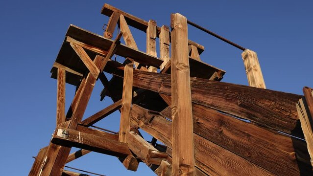 Close Up of Wooden Headframe and Sluice - Shallow Depth of Field