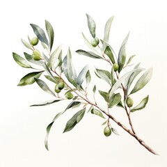 watercolor olive branch, AI Generated