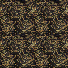 Seamless pattern with flowers roses, vector floral illustration in vintage style for wallpaper or fabric