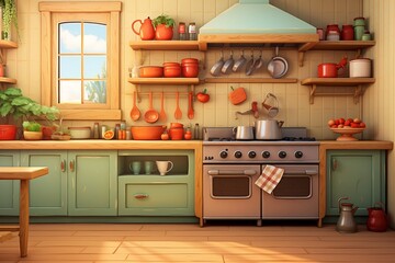 A ready-to-use kitchen background for cooking, Generative Ai