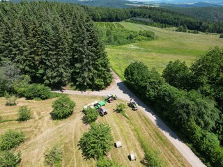 Fields, forest, pastures, aerial view