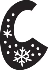 Foto auf Acrylglas Display Christmas winter vector font letter C alphabet. Capital scandinavian letter typeface abc element for social media, web design, poster, banner, greeting card © timonko