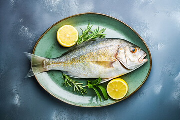 Fried fish with lemon slices