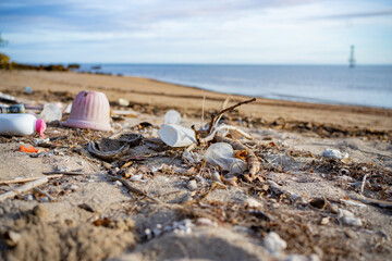 Fototapeta na wymiar Plastic waste at the seashore.