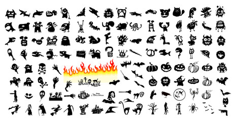 Big set of Halloween elements. Vector illustration