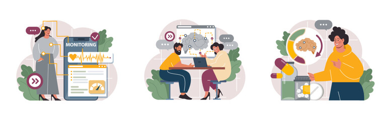 Biohacking set. Health' engineering and improving with modern