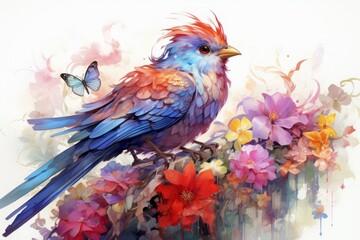 Watercolor bird. Beautiful illustration picture. Generative AI