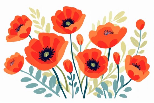 Poppy flower painting. Beautiful illustration picture. Generative AI