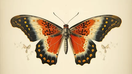 Wall murals Butterflies in Grunge Vintage butterfly illustration print on Grunge background