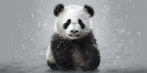 A beautiful view of panda bear. Generative AI.