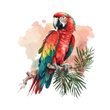 Scarlet Macaw watercolor paint 