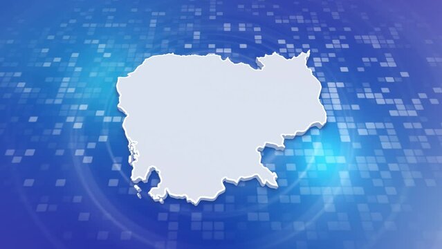 Cambodia 3D Map on Minimal Background
