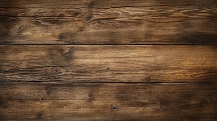 Obraz na płótnie Canvas Old brown rustic dark grunge wooden timber wall or floor or table texture - oak wood background banner, with vignette (Generative Ai)