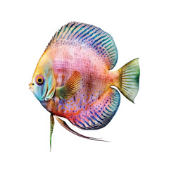 Discus fish watercolor paint 