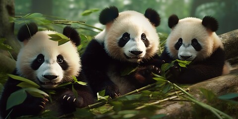 Obraz premium A beautiful view of panda bear. Generative AI.