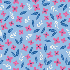 Fototapeta premium Summer seamless pattern with flowers and leaves