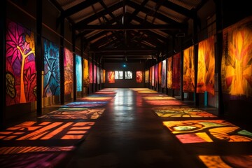 Colorful Batik Fabric Exhibition, Generative AI