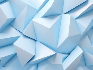 Beautiful futuristic Geometric background textured intricate 3D wall in light blue and white tones generative ai