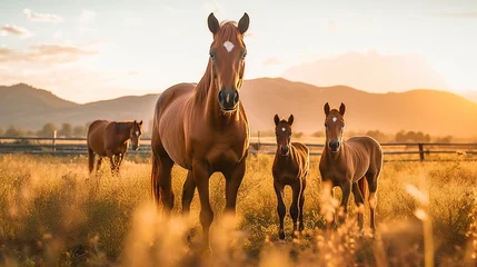 Tuinposter A beautiful view of horse in nature. Generative AI. © joseduardo
