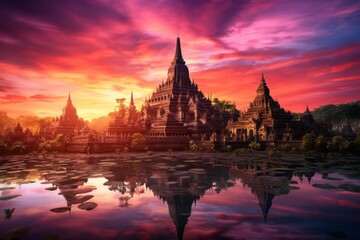 Obraz premium Serene Sunrise Over Mount Bromo, Generative AI