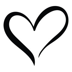 Obraz premium Hand drawn heart symbol love icon for romantic trendy doodle art for decoration element in a glyph pictogram illustration