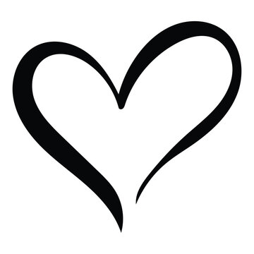Naklejki Hand drawn heart symbol love icon for romantic trendy doodle art for decoration element in a glyph pictogram illustration