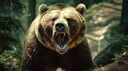 Fototapeta premium A beautiful view of bear in nature. Generative AI.