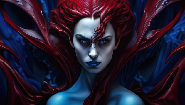 Bloody vampire queen looking at you