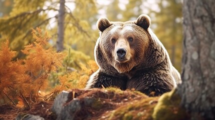 Obraz premium A beautiful view of bear in nature. Generative AI.