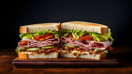 Delicious Ham Sandwich Close-up: High-Resolution Culinary Photo Perfect for Food Blogs, Recipe Books, and Quick Lunch Ideas