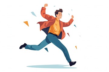 Fototapeta na wymiar Happy man dancing. jump for joy. successful. illustration in flat style. generative ai