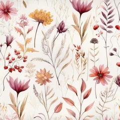 Fotobehang seamless pattern background of vintage flowers. generative ai © Sodapeaw