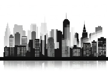 Fototapeta premium City of silhouette skyscrapers and buildings logo on white background. generative ai