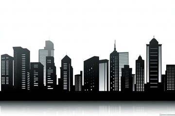 Fototapeta na wymiar Modern City Skyline illustration. black city buildings isolated on white background. generative ai