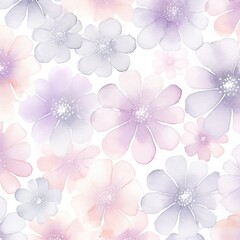 Pastel pink violet watercolor flowers on white background. generative ai