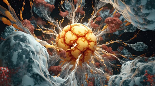 huge massive of a random cellular organic mass forming a large structure, ai tools generated image