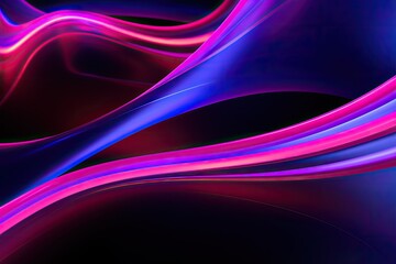 abstract background with smooth lines in purple and pink colors on black, 3d render abstract background with pink blue neon light, AI Generated