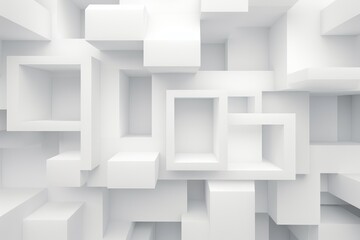 Abstract white geometric background with cubes. 3d rendering mock up. 3d render abstract white geometric background, AI Generated
