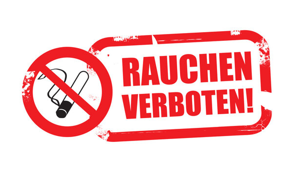 Rauchen verboten - Stempel mit Symbol -  deutscher Text