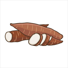 vector illustration set of cassava as a fresh plantation produce on white background, can be used as banner, poster or template