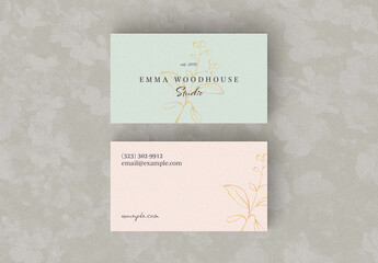 Pastel Business Card with Hand-Drawn Twig